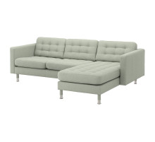 Sofa 3-osobowa, z szezlongiem/Gunnared jasnozielony/metal LANDSKRONA 792.726.82