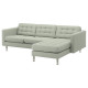 Sofa 3-osobowa, z szezlongiem/Gunnared jasnozielony/metal LANDSKRONA 792.726.82