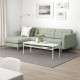 Sofa 3-osobowa, z szezlongiem/Gunnared jasnozielony/metal LANDSKRONA 792.726.82