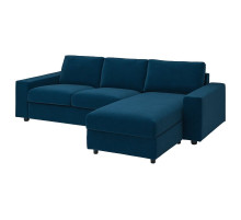 Sofa 3-osobowa z szezlongiem, z szerokimi podłokietnikami/Djuparp ciemnozielononiebieski VIMLE 794.326.85