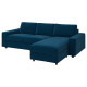 Sofa 3-osobowa z szezlongiem, z szerokimi podłokietnikami/Djuparp ciemnozielononiebieski VIMLE 794.326.85