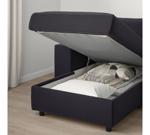 Sofa 4-osobowa z szezlongiem, z szerokimi podłokietnikami/Djuparp ciemnoszary VIMLE 794.326.90