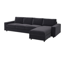 Sofa 4-osobowa z szezlongiem, z szerokimi podłokietnikami/Djuparp ciemnoszary VIMLE 794.326.90