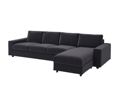 Sofa 4-osobowa z szezlongiem, z szerokimi podłokietnikami/Djuparp ciemnoszary VIMLE 794.326.90