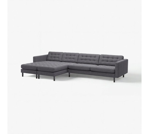 Sofa 5-osobowa z szezlongami, Gunnared ciemnoszary/drewno/czarny LANDSKRONA 794.442.21