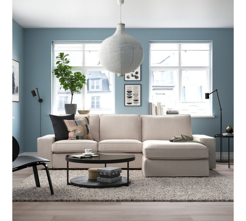 Sofa 3-osobowa z szezlongiem, Tresund jasnobeżowy KIVIK 794.828.40