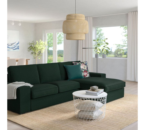 Sofa 3-osobowa z szezlongiem, Tallmyra ciemnozielony KIVIK 794.848.20