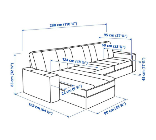 Sofa 3-osobowa z szezlongiem, Tallmyra ciemnozielony KIVIK 794.848.20