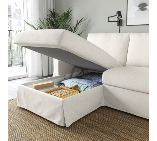 Трехместный диван с шезлонгом, слева, Gransel natural HYLTARP 794.896.86