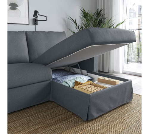 Sofa 3o z szezlongiem, prawy, Gransel szary HYLTARP 795.149.64