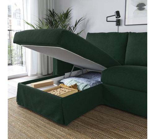 Sofa 3o z szezlongiem, lewy, Tallmyra ciemnozielony HYLTARP 795.150.20
