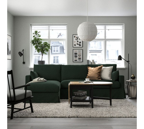 Sofa 3o z szezlongiem, lewy, Tallmyra ciemnozielony HYLTARP 795.150.20
