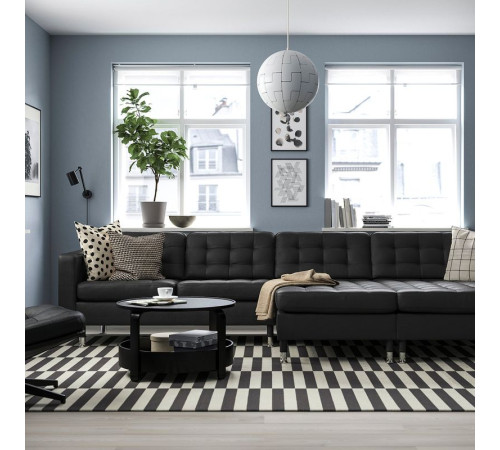 Sofa 4 osobowa z szezlongiem, Grann/Bomstad czarny/metal LANDSKRONA 795.542.76