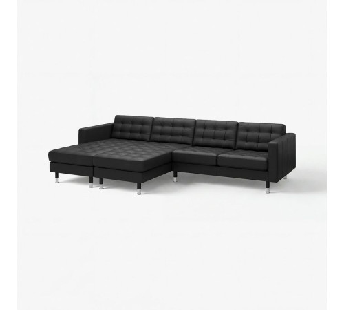 Sofa 4 osobowa z szezlongiem, Grann/Bomstad czarny/metal LANDSKRONA 795.542.76