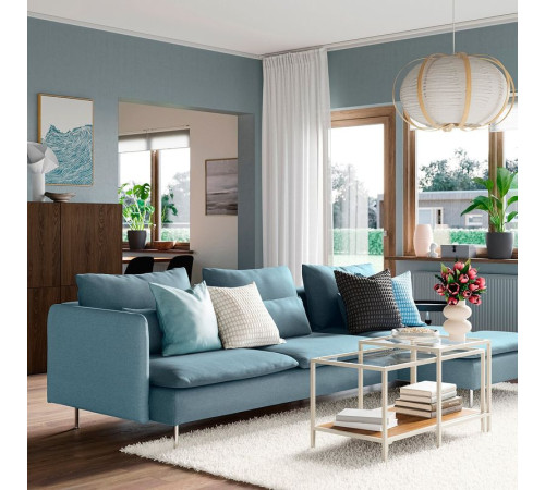 Sofa 4-osobowa z szezlongiem, i otwarty koniec/Fridtuna ciemny szaroniebieski SÖDERHAMN 796.216.57