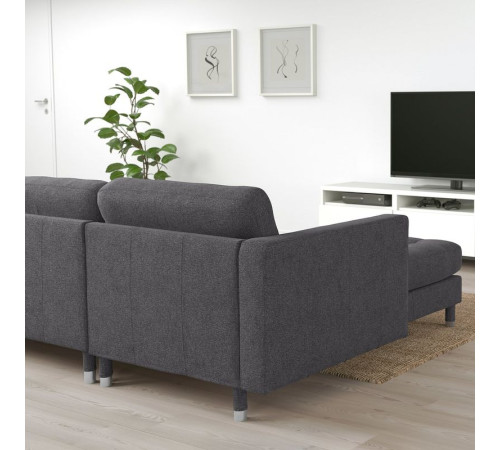 Sofa 3-osobowa, z szezlongiem/Gunnared ciemnoszar/metal LANDSKRONA 892.726.67