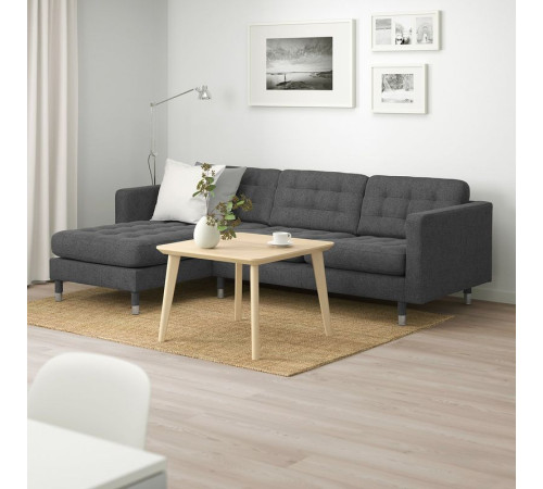 Sofa 3-osobowa, z szezlongiem/Gunnared ciemnoszar/metal LANDSKRONA 892.726.67