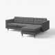 Sofa 3-osobowa, z szezlongiem/Gunnared ciemnoszar/metal LANDSKRONA 892.726.67