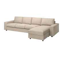 Sofa 4-osobowa z szezlongiem, z szerokimi podłokietnikami/Hillared beżowy VIMLE 894.327.79
