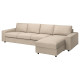 Sofa 4-osobowa z szezlongiem, z szerokimi podłokietnikami/Hillared beżowy VIMLE 894.327.79