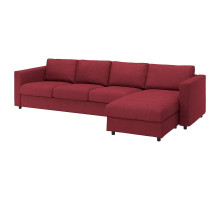 Sofa 4-osobowa, z szezlongiem/Lejde czerwony/brązowy VIMLE 894.343.92