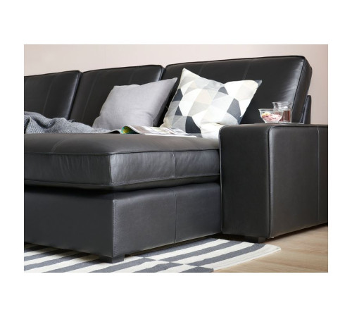 Sofa 3-osobowa, z szezlongiem/Grann/Bomstad czarny KIVIK 894.431.84