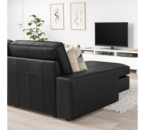Sofa 3-osobowa, z szezlongiem/Grann/Bomstad czarny KIVIK 894.431.84