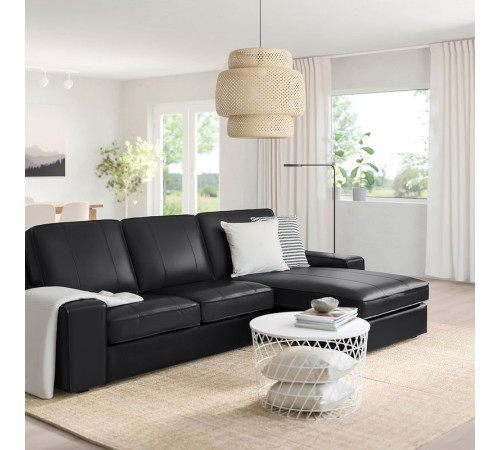 Sofa 3-osobowa, z szezlongiem/Grann/Bomstad czarny KIVIK 894.431.84