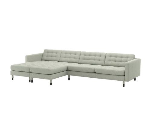 Sofa 5-osobowa z szezlongami, Gunnared jasnozielony/drewno/czarny LANDSKRONA 894.442.25
