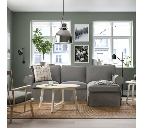 Sofa 3-osobowa z szezlongiem, Hakebo ciemnoszary EKTORP 895.090.28