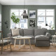 Sofa 3-osobowa z szezlongiem, Hakebo ciemnoszary EKTORP 895.090.28