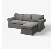 Sofa 3-osobowa z szezlongiem, Hakebo ciemnoszary EKTORP 895.090.28