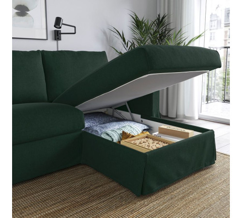 Sofa 3o z szezlongiem, prawy, Tallmyra ciemnozielony HYLTARP 895.149.92