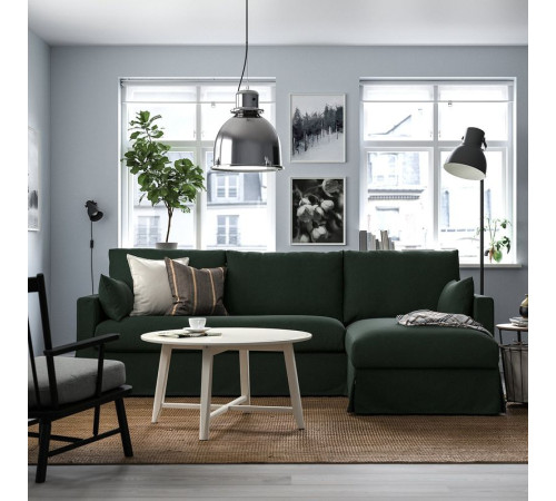 Sofa 3o z szezlongiem, prawy, Tallmyra ciemnozielony HYLTARP 895.149.92