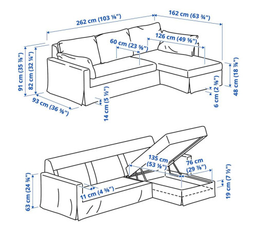 Sofa 3o z szezlongiem, prawy, Tallmyra ciemnozielony HYLTARP 895.149.92