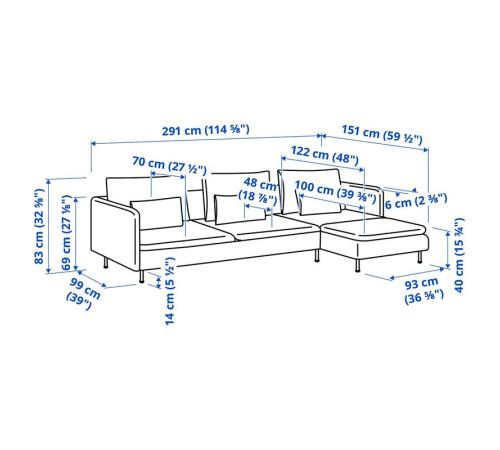 Sofa 4-osobowa, z szezlongiem/Alhamn ciemny żółto-brązowy SÖDERHAMN 896.220.86
