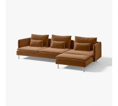Sofa 4-osobowa, z szezlongiem/Alhamn ciemny żółto-brązowy SÖDERHAMN 896.220.86