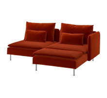 Sofa 2-osobowa, z szezlongiem z podłokietnikiem/Alhamn głęboki pomarańczowo-czerwony SÖDERHAMN 896.222.65