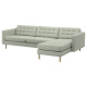 Sofa 4-osobowa, z szezlongiem/Gunnared jasnozielony/drewno LANDSKRONA 992.704.65