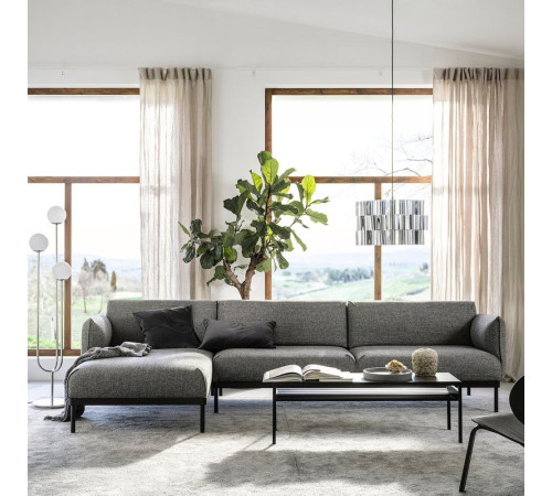 Sofa 4-osobowa z szezlongiem, Lejde szary-czarny ÄPPLARYD 994.295.35