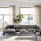 Sofa 4-osobowa z szezlongiem, Lejde szary-czarny ÄPPLARYD 994.295.35