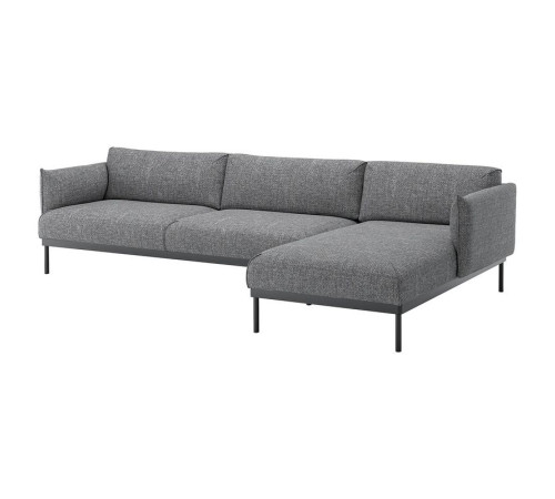 Sofa 4-osobowa z szezlongiem, Lejde szary-czarny ÄPPLARYD 994.295.35
