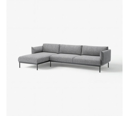 Sofa 4-osobowa z szezlongiem, Lejde szary-czarny ÄPPLARYD 994.295.35
