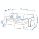 Sofa 3-osobowa, z szezlongiem/Tallmyra ciemnozielony EKTORP 994.305.48