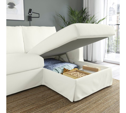 Sofa 3o z szezlongiem, prawy, Hallarp biały HYLTARP 994.958.32