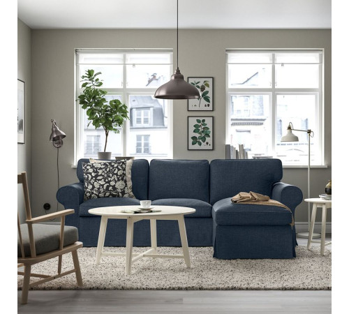Sofa 3-osobowa z szezlongiem, Kilanda granatowy EKTORP 995.090.37