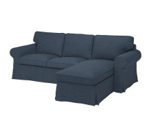 Sofa 3-osobowa z szezlongiem, Kilanda granatowy EKTORP 995.090.37