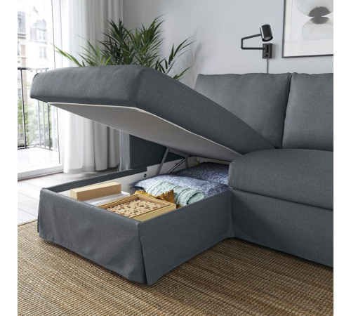 Sofa 3o z szezlongiem, lewy, Gransel szary HYLTARP 995.149.58