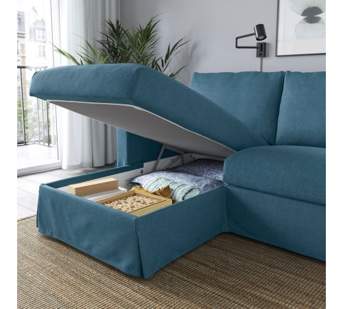 Sofa 3o z szezlongiem, lewy, Tallmyra niebieski HYLTARP 995.150.19