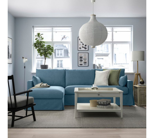Sofa 3o z szezlongiem, lewy, Tallmyra niebieski HYLTARP 995.150.19